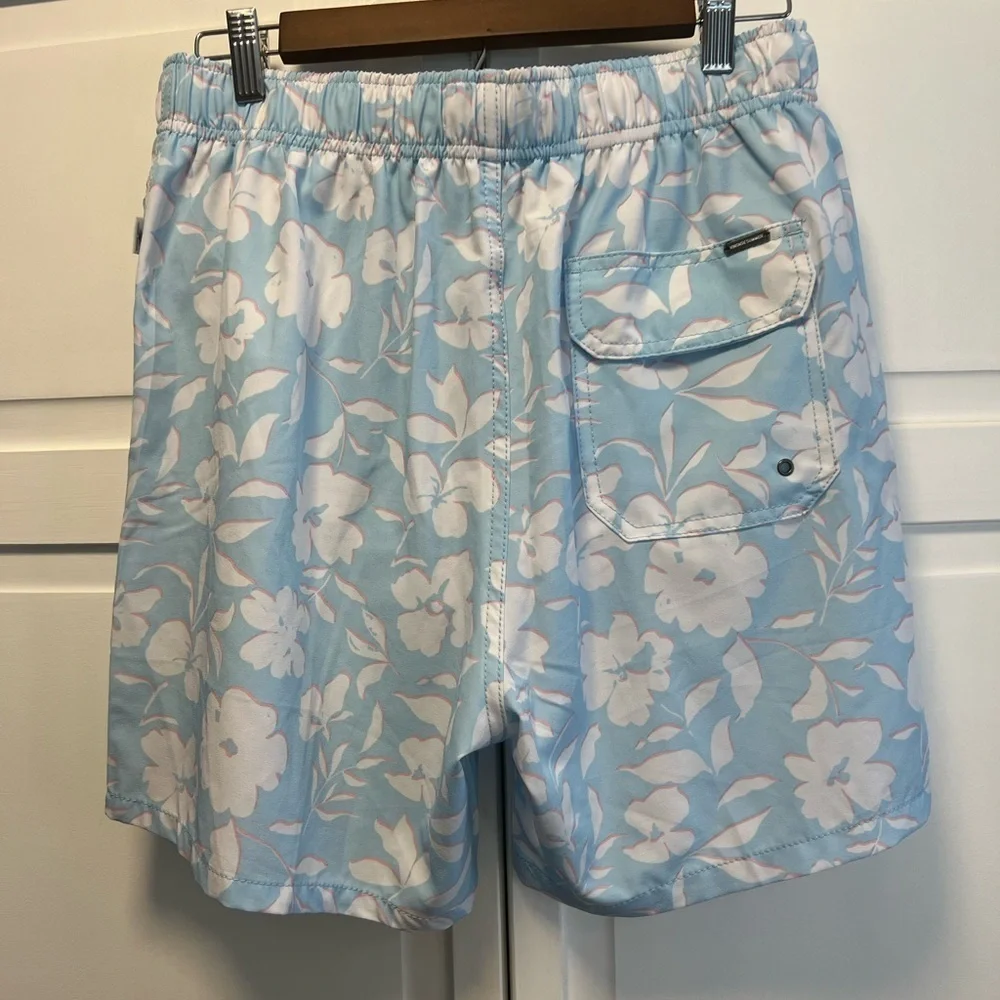 Vintage Summer Floral Print Swim Shorts Size Mens Large Color Blue, Whit…